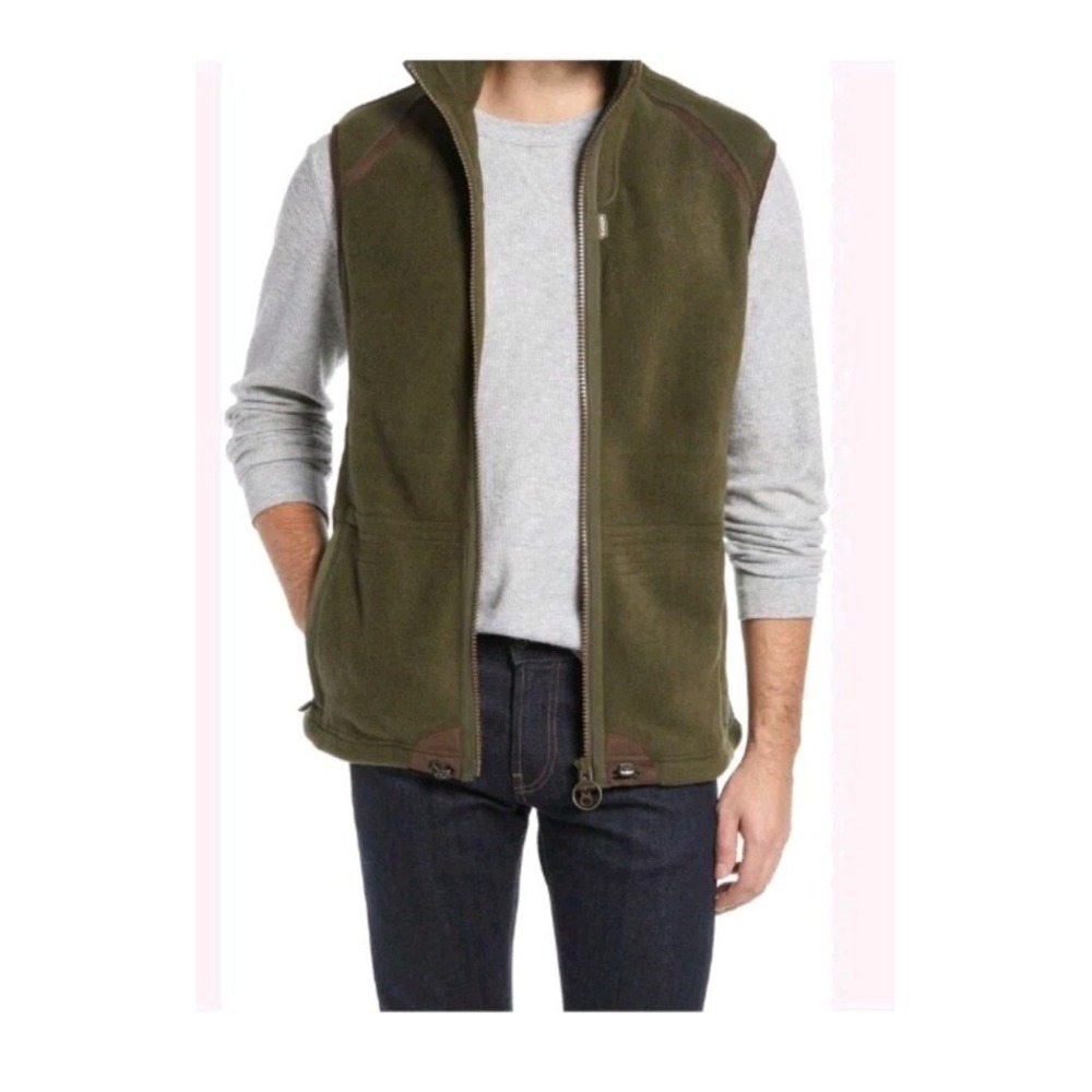 Barbour Mens Fleece Vest Langdale Size XL British Heritage Olive Green